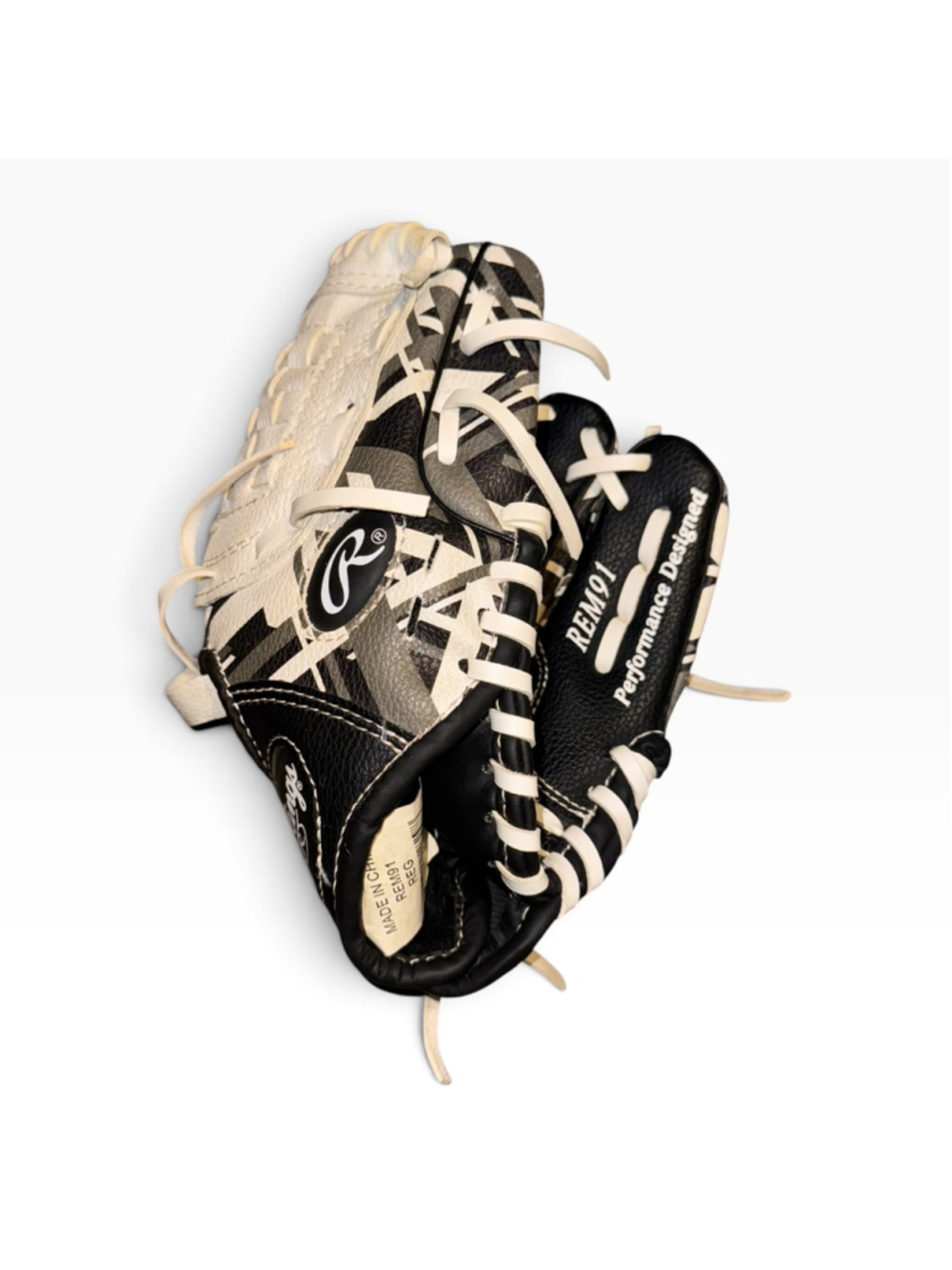 Rawlings Remix Rem91 Baseball Glove Youth Size Black and White Camo